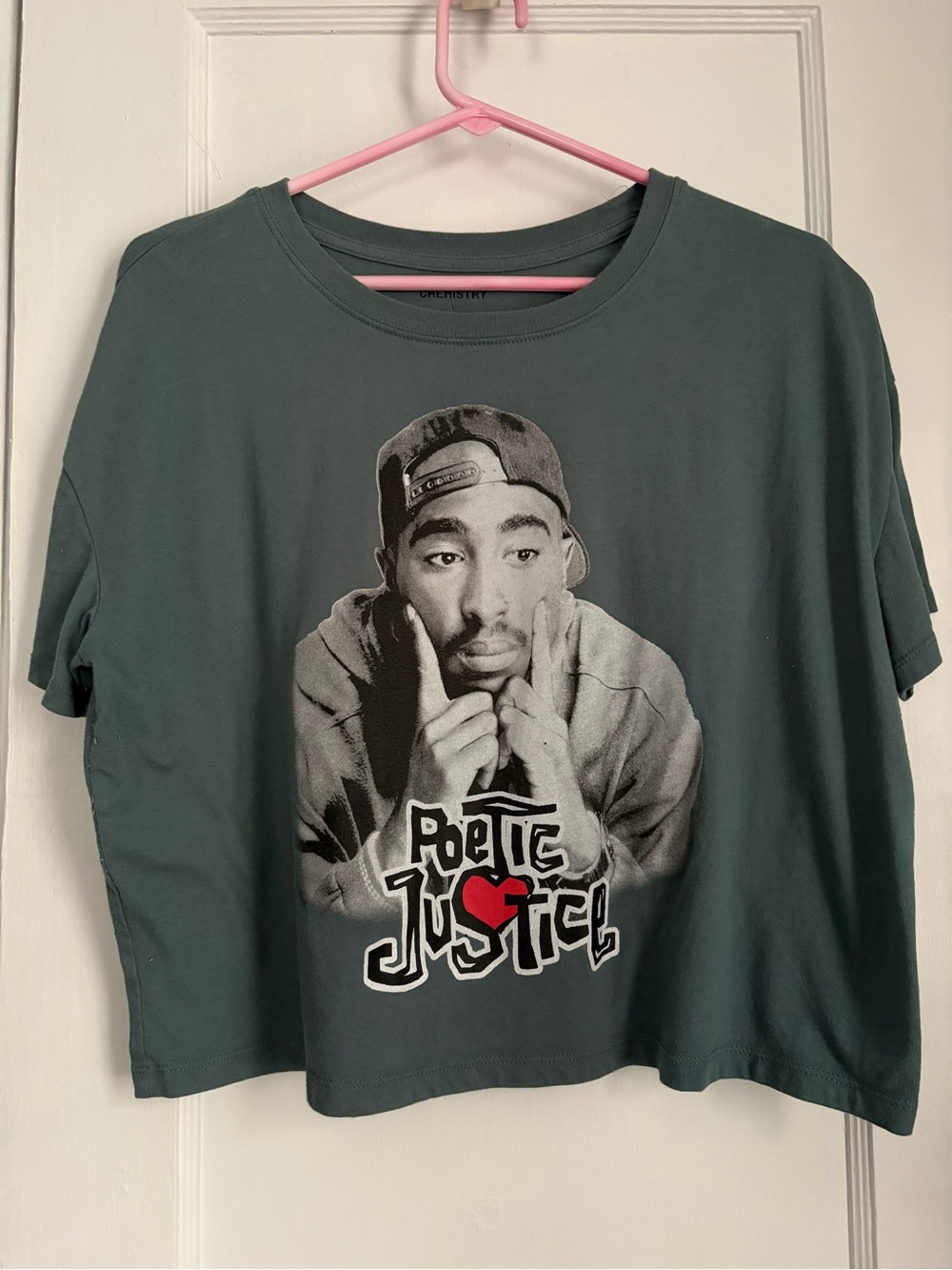 Graphic Rapper “Poets Justice” T-Shirt – Green Oversized Tee Size L
